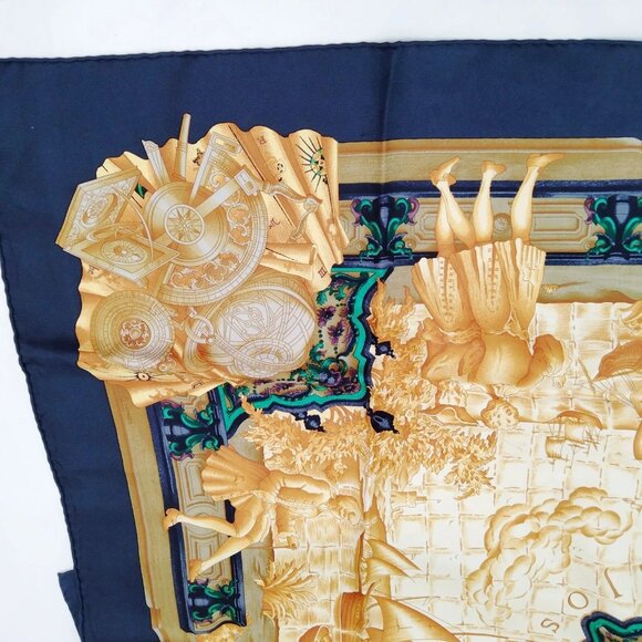 Authentic Hermes Carre 90 Azvlejos Black 100% Silk Scarf mn360-121325 - Picture 5 of 9